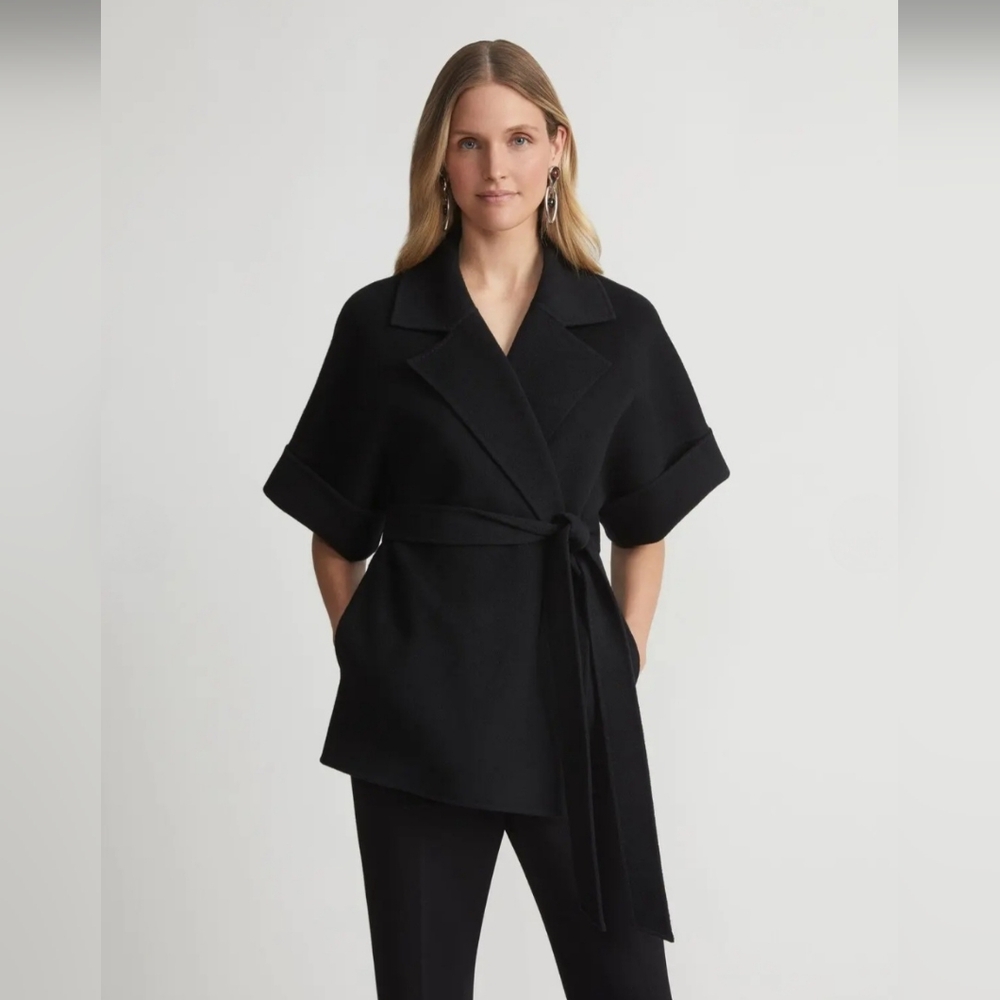 Lafayette 148 New York Wool-Cashmere Double Face Short Sleeve Jacket - Picture 8 of 9